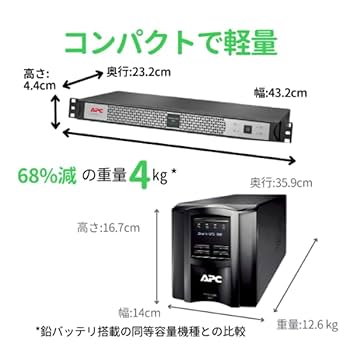 【大幅値下】APC SCL400RMJ1U Amazon.co.jp: APC 高機能 無停電電源装置 400VA/400W